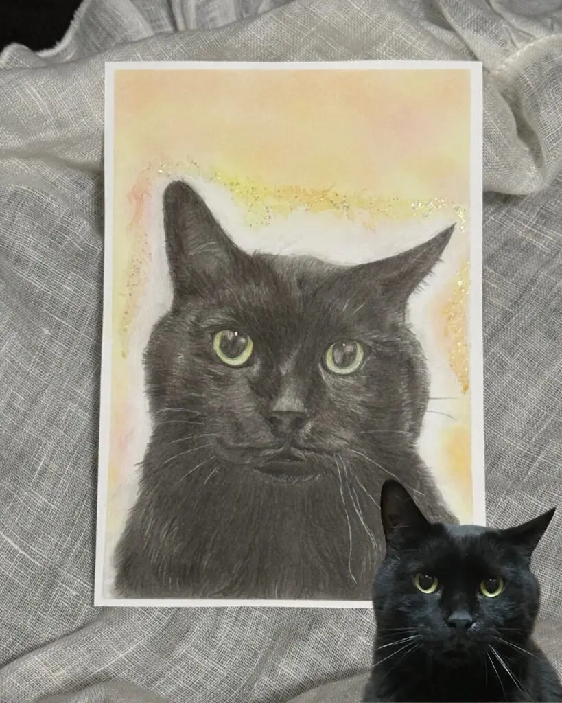 慈愛の心と優しい気持ちにあふれる背景の猫ちゃんのヒーリングアートのイメージ