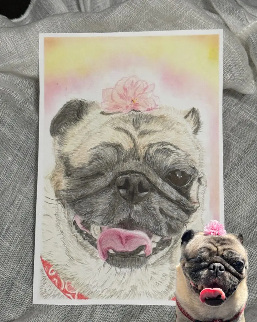 白パグさんのヒーリングアートの絵